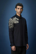 Narasimha embroidered Designer Shirt - Navy