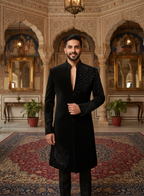 Luxury V Neck Hand Embroidered Sherwani for Wedding