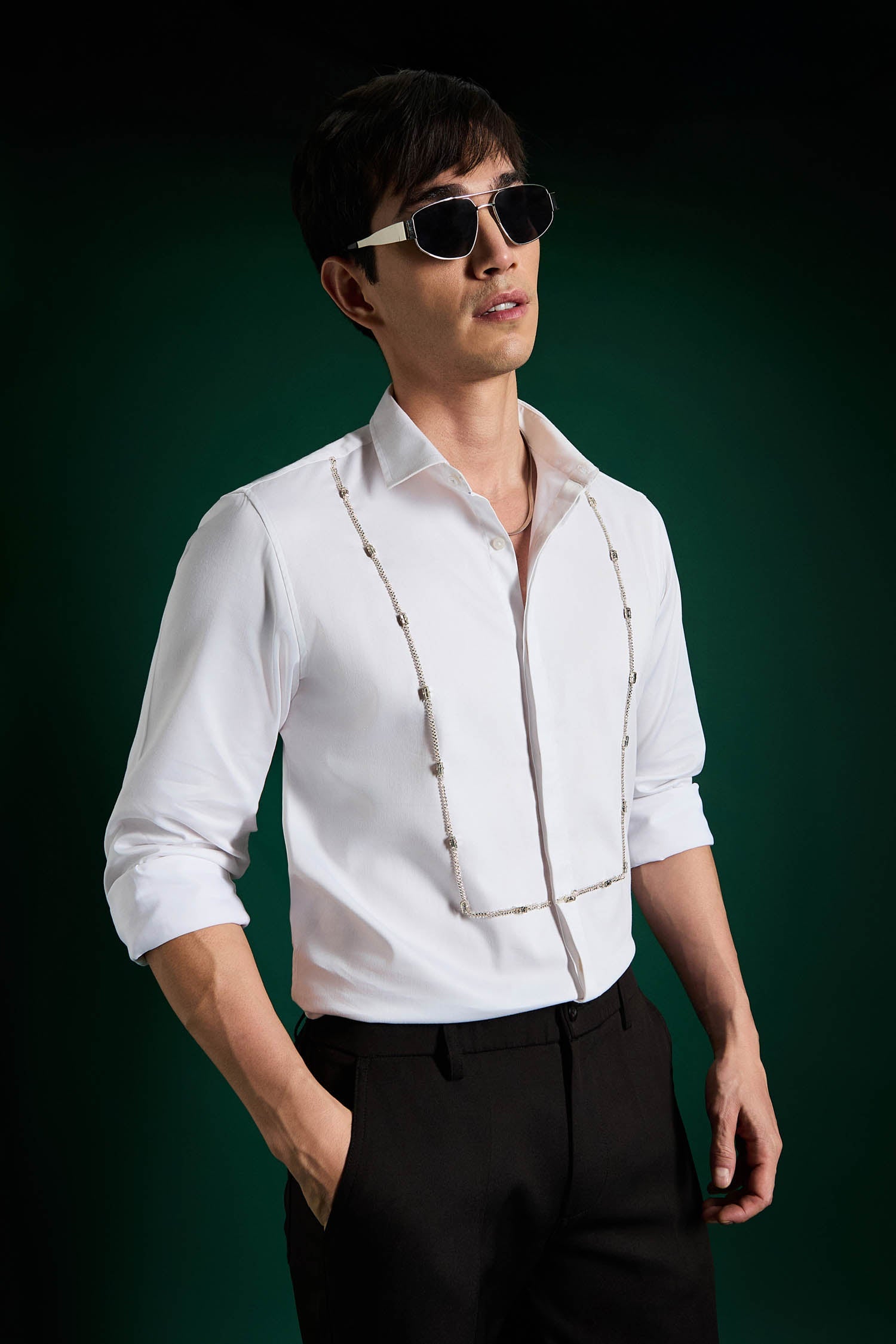 Forms- Hand Embroidered Designer Shirt - White
