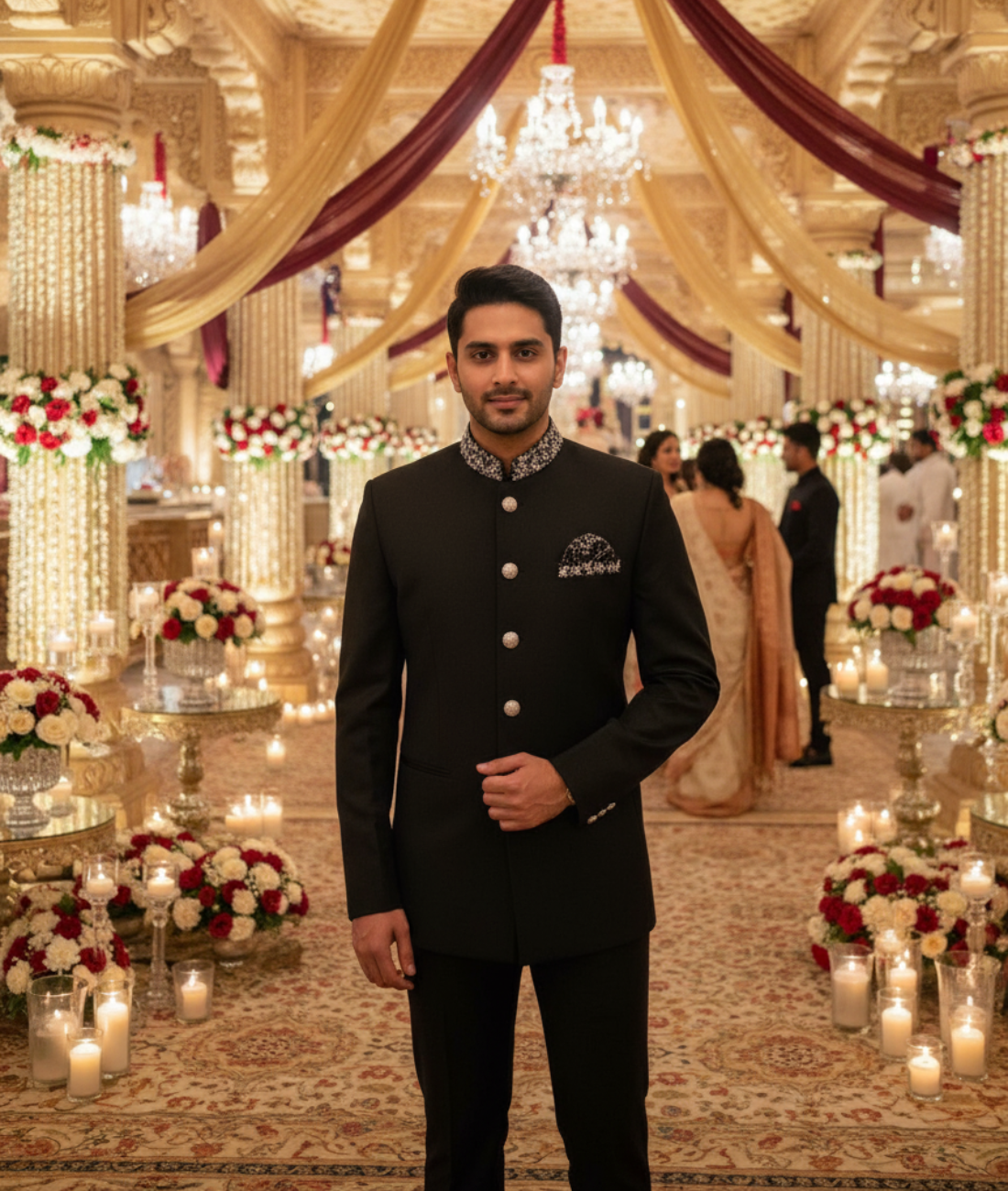 Luxury Hand Embroidered Bandhgala Suit for Wedding