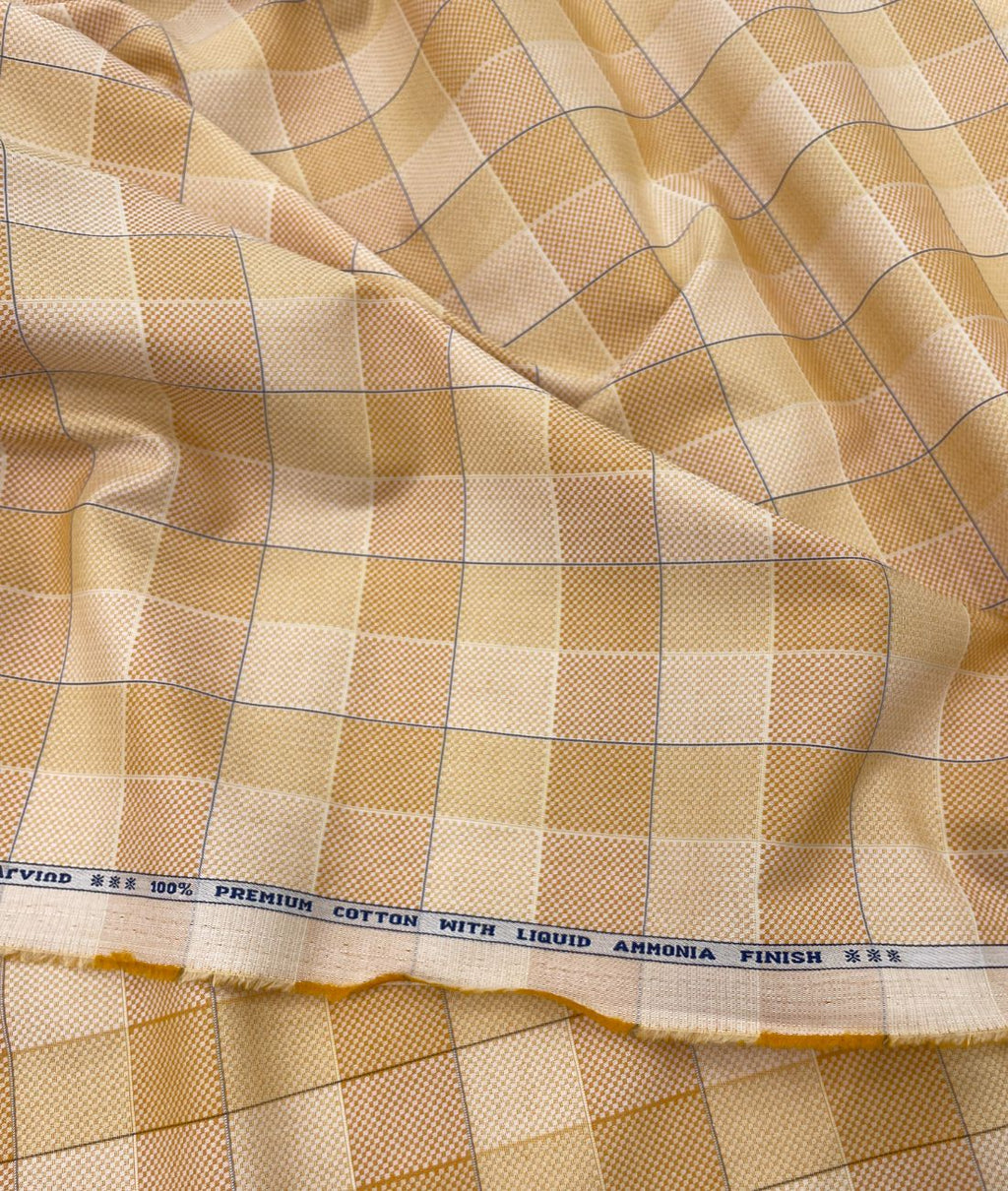 Arvind Checkered Premium Fabric for Mens Shirt with Liquid Amonia Finish