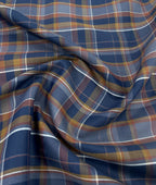 Arvind Navy Blue Checkered Premium Fabric for Mens Shirt