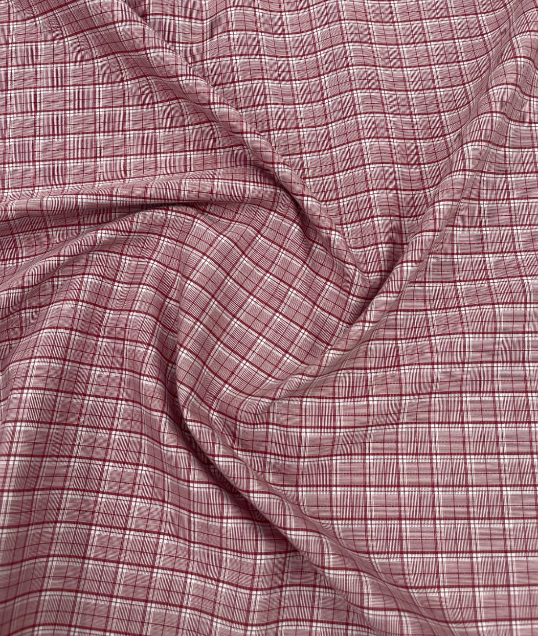 Arvind Red Checkered Premium Fabric for Mens Shirt