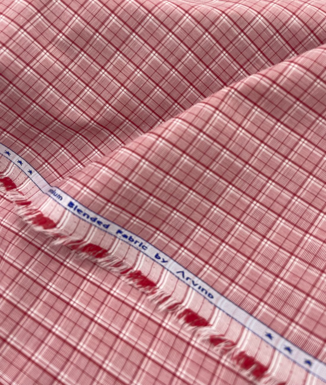 Arvind Red Checkered Premium Fabric for Mens Shirt