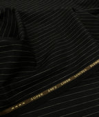Black Stripe Linen Blend Fabric for Pant by Fabrique Modisto