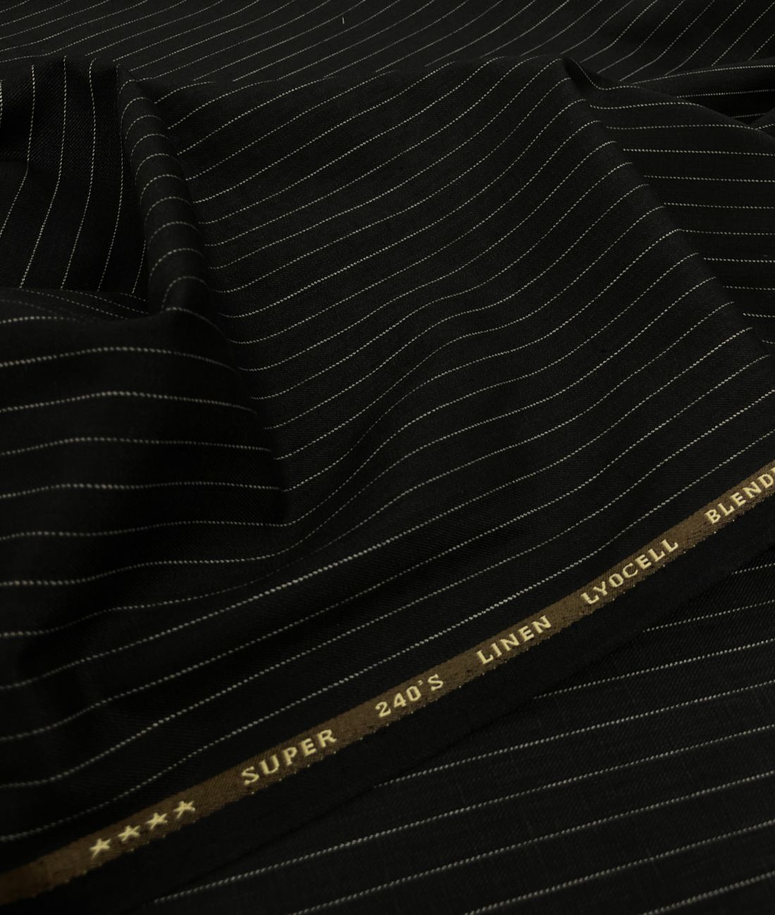 Black Stripe Linen Blend Fabric for Pant by Fabrique Modisto