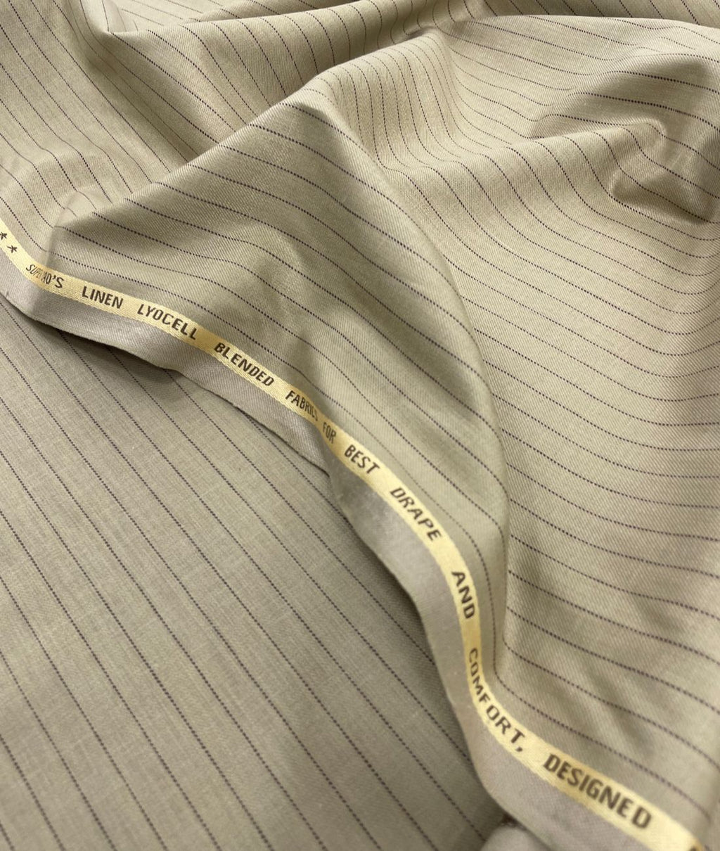 Camel Stripe Linen Blend Fabric for Pant by Cadini Italy