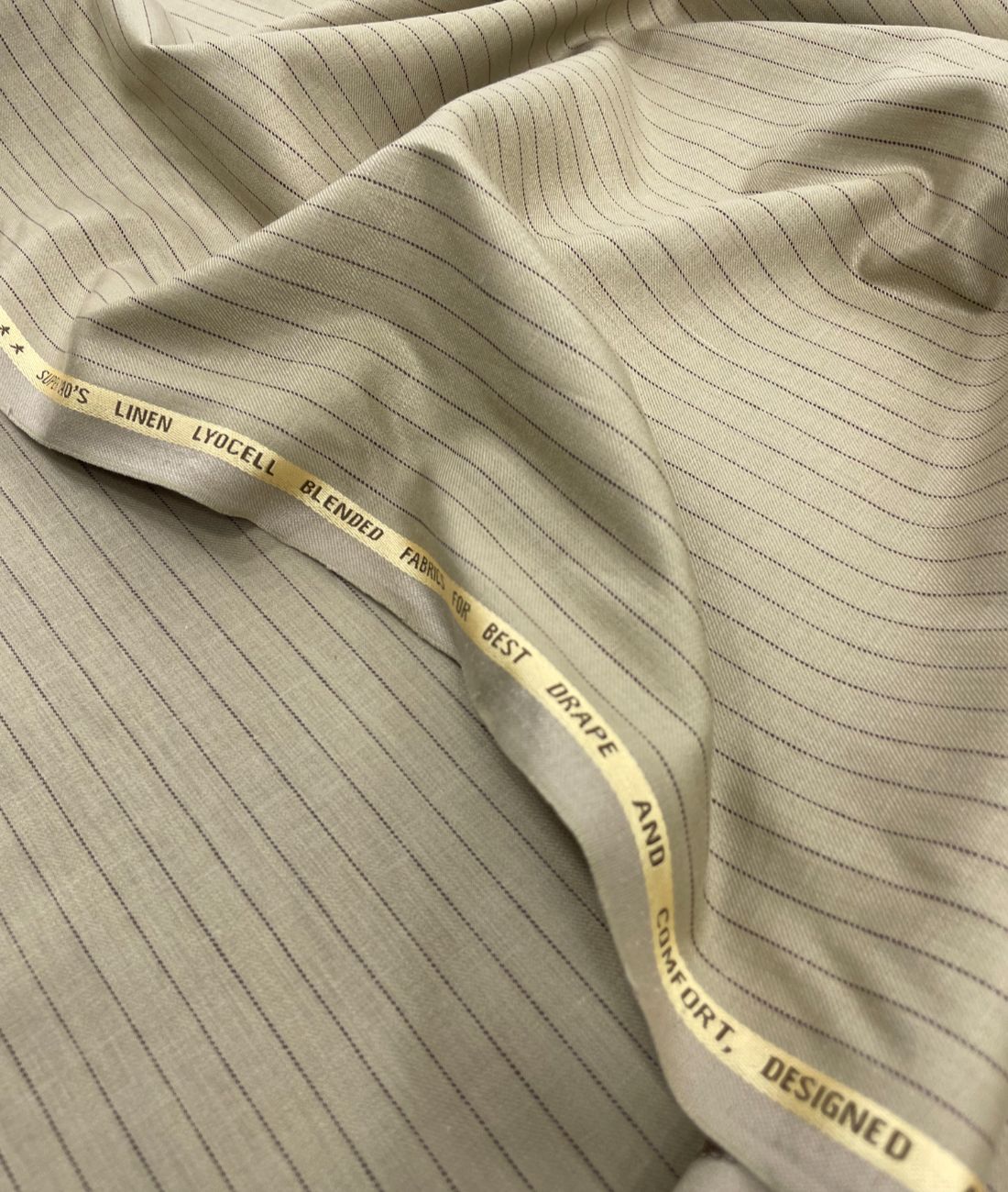 Camel Stripe Linen Blend Fabric for Pant by Cadini Italy