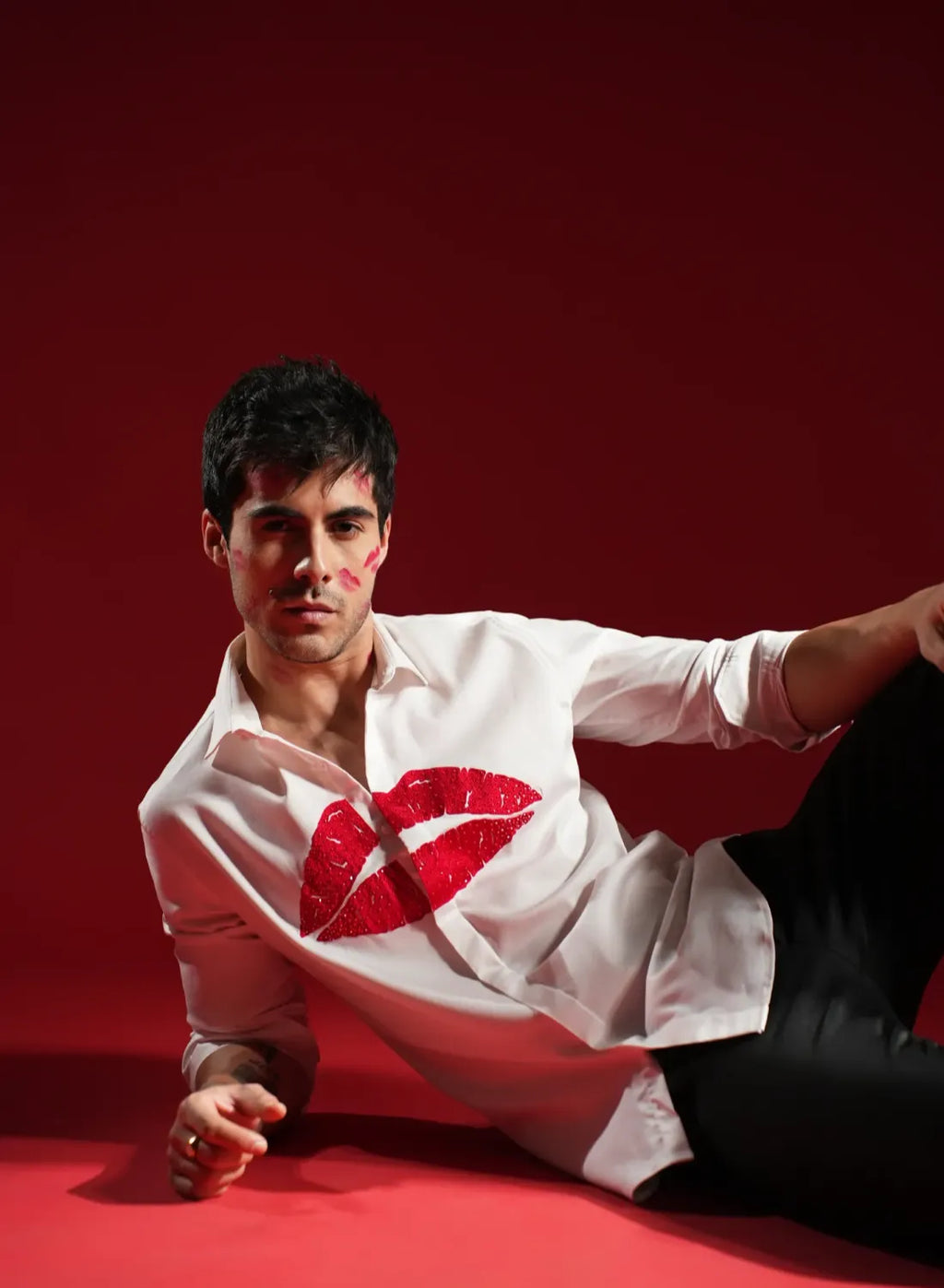 Lips Hand Embroidered Club Wear Shirt