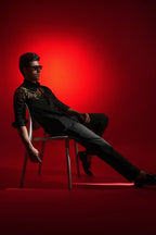 Eagle - Hand Embroidered Designer Shirt - Black