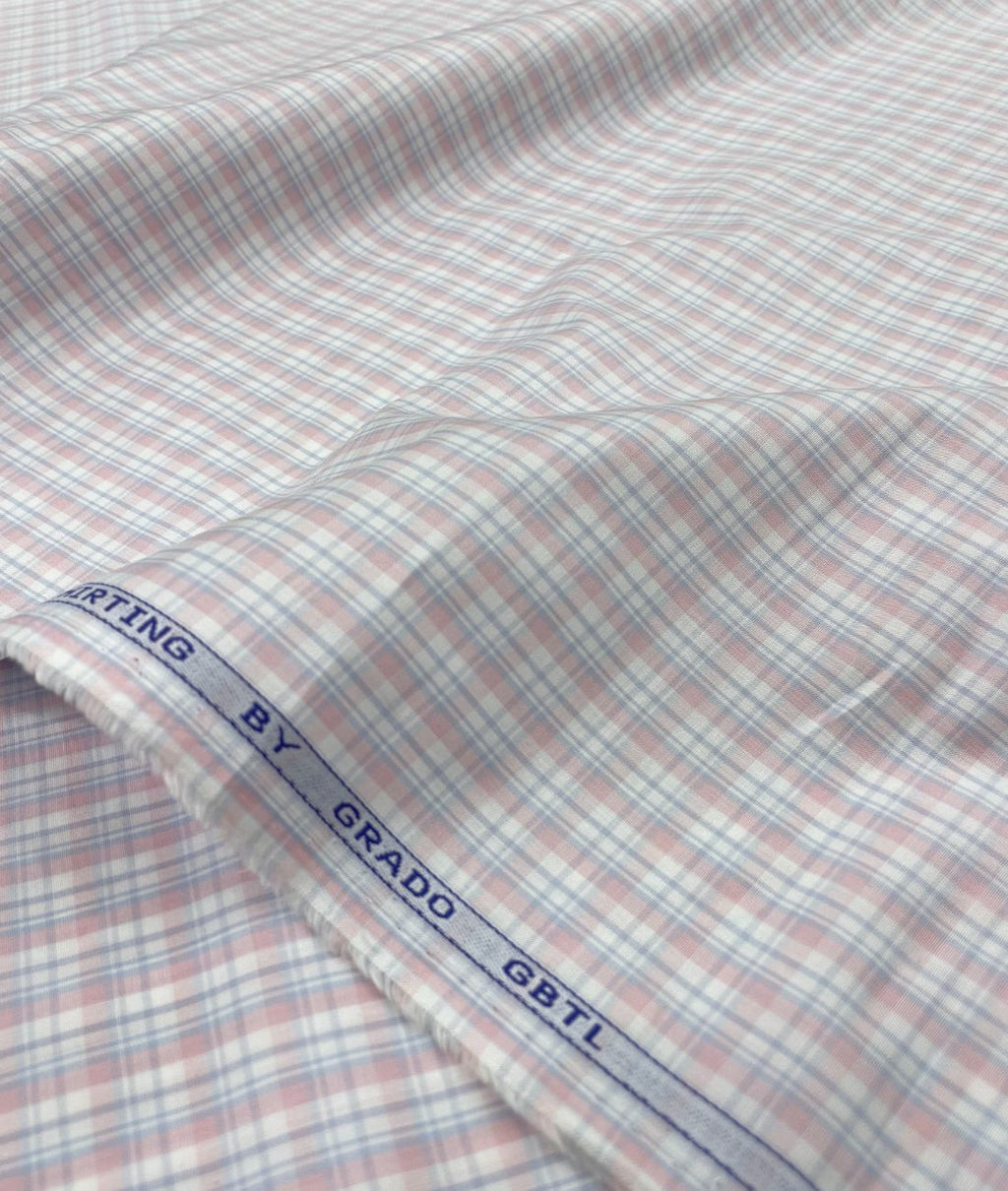 Grado Pastel 100% Cotton Checkered Premium Fabric for Mens Shirt