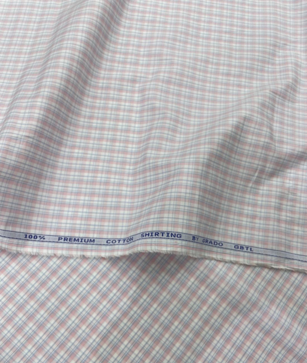Grado Pastel 100% Cotton Checkered Premium Fabric for Mens Shirt