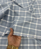 Light  Grey Checkered Premium Fabric for Mens Shirt
