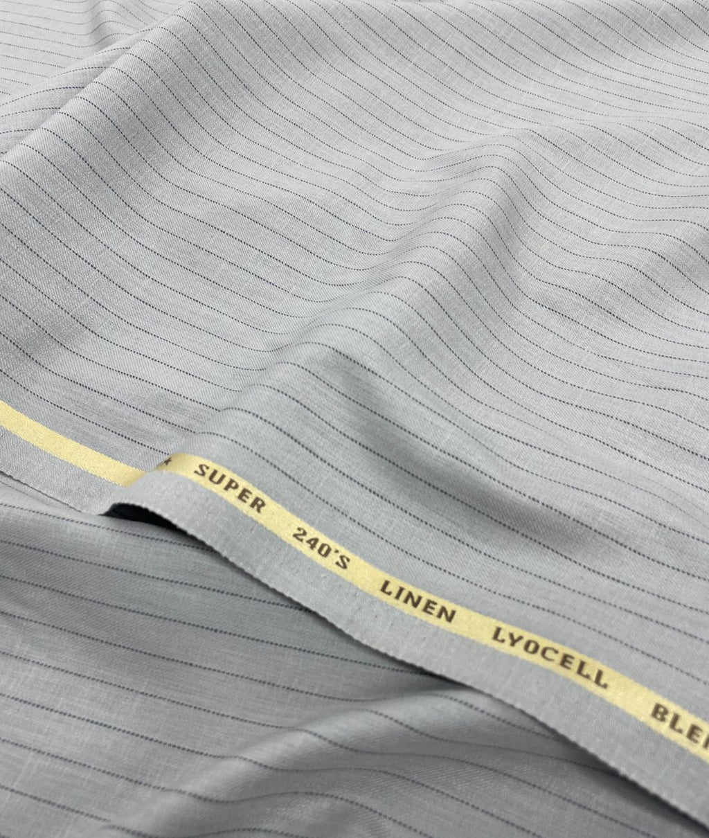 Light Grey Stripe Linen Blend Fabric for Pant by Fabrique Modisto