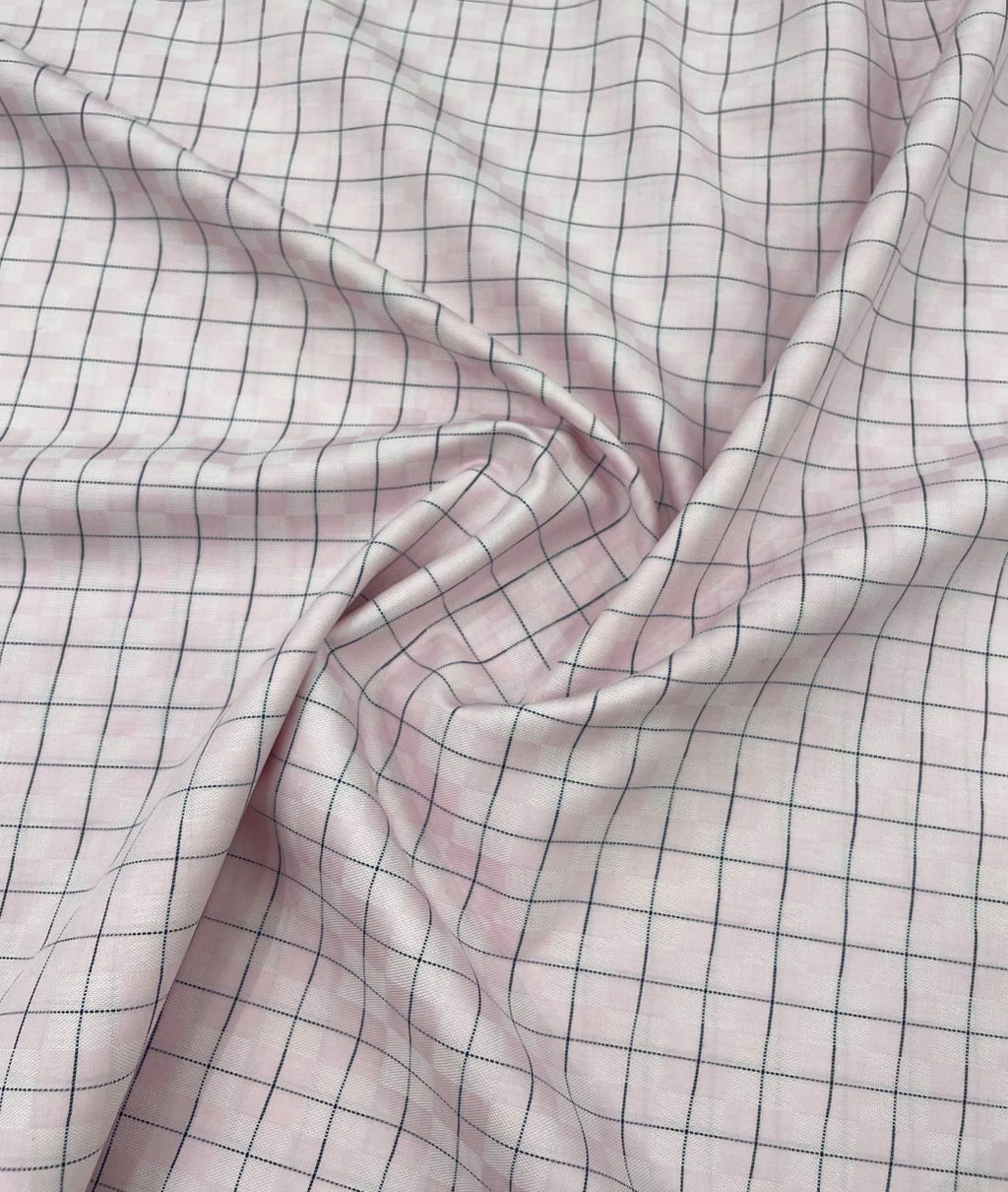 Raymond Light Pink Checkered Premium Fabric for Mens Shirt