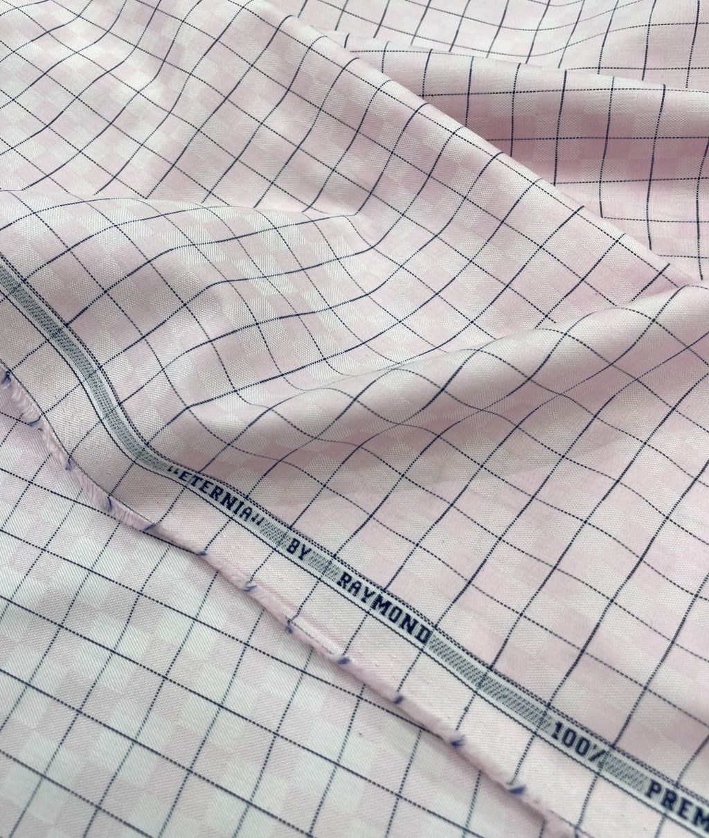 Raymond Light Pink Checkered Premium Fabric for Mens Shirt