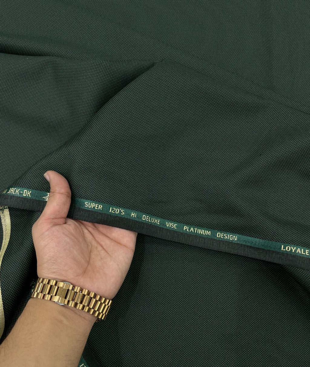 Super 120 Dark Green Dobby Suiting Fabric