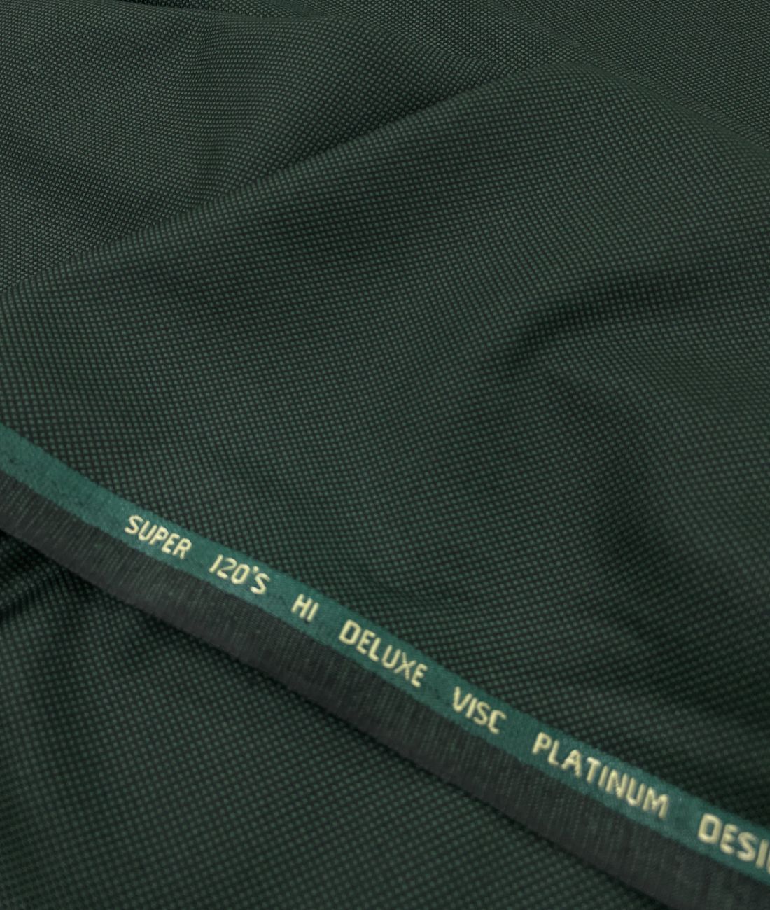Super 120 Dark Green Dobby Suiting Fabric