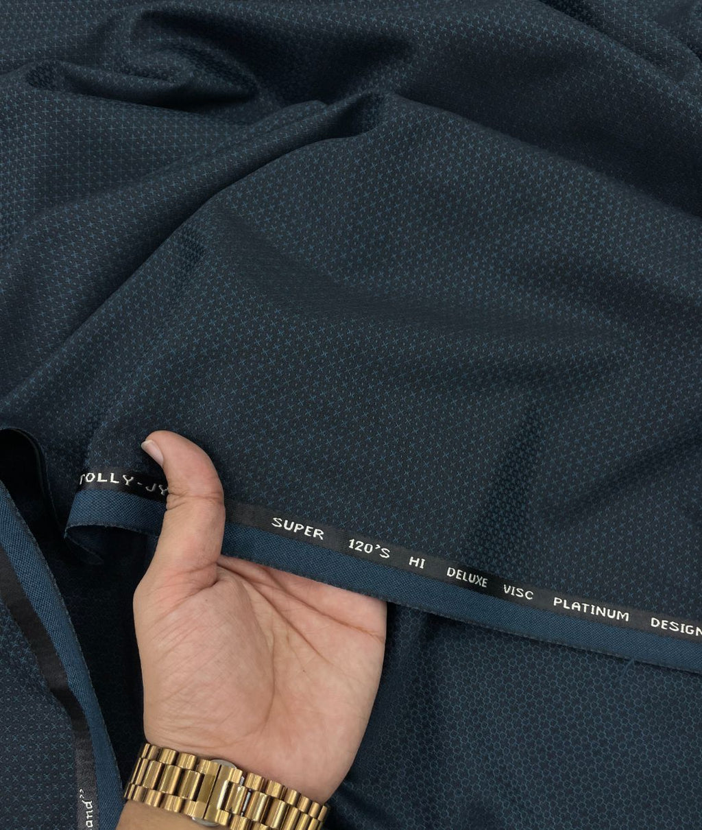 Super 120 Dark Teal Dobby Suiting Fabric