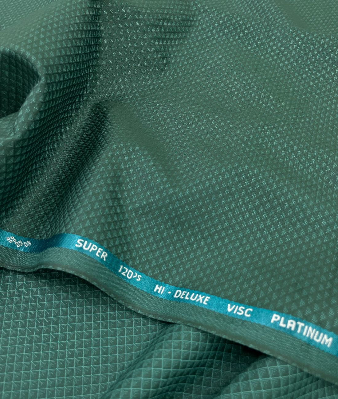 Super 120 Green Self Pattern Suiting Fabric