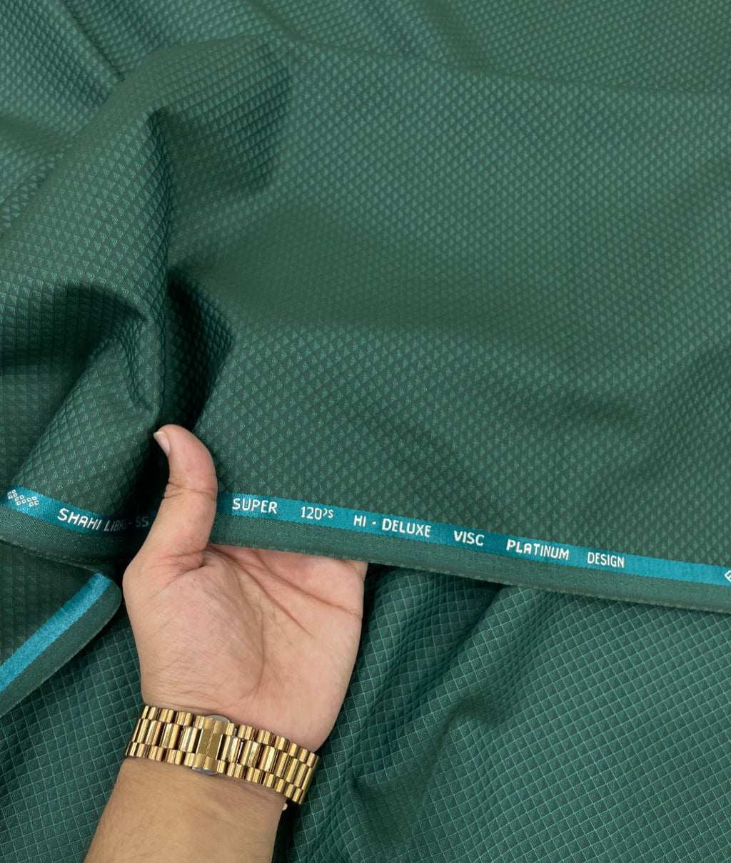 Super 120 Green Self Pattern Suiting Fabric