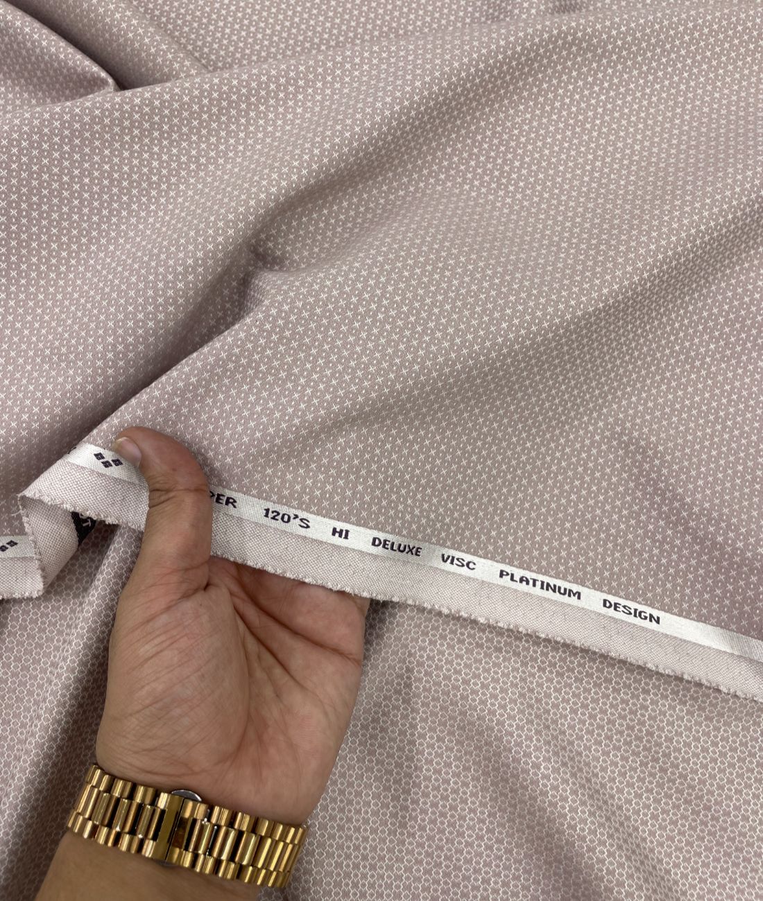 Super 120 Peach Dobby Suiting Fabric