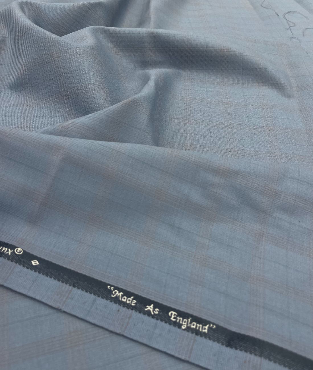 Super 120 Powder Blue Checkered Suiting Fabric