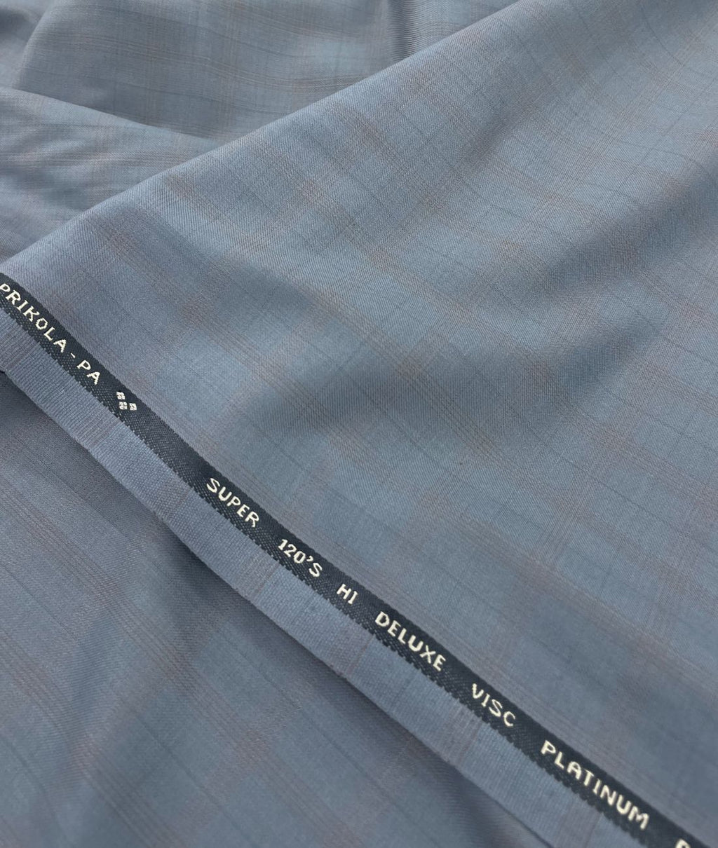 Super 120 Powder Blue Checkered Suiting Fabric