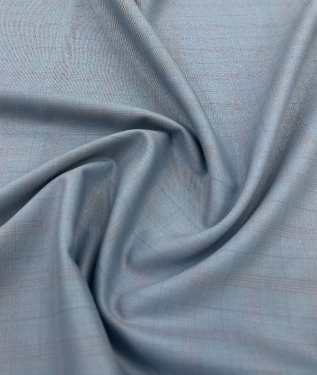 Super 120 Powder Blue Checkered Suiting Fabric