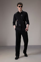 Xoxo hand embroidered designer shirt - Black