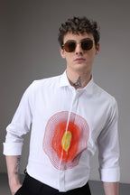 Circle  hand embroidered designer shirt -White