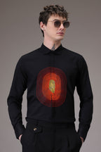Circle  hand embroidered designer shirt -Black