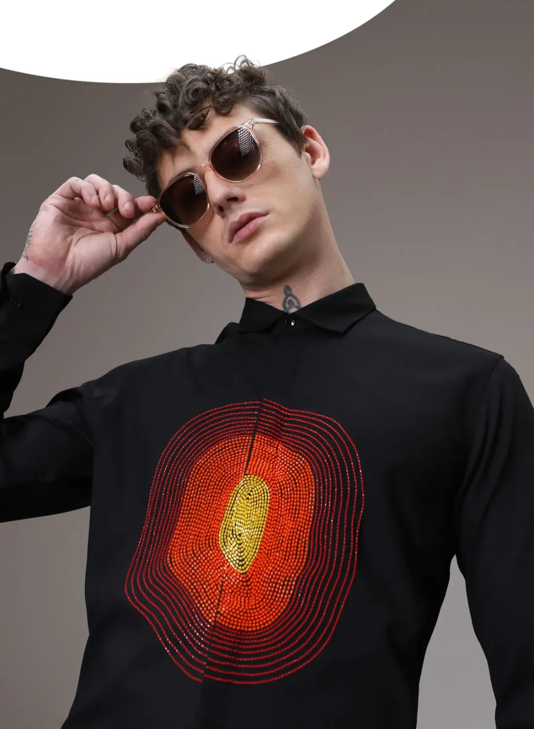 Black Designer Hand Embroidered Shirt Club Wear