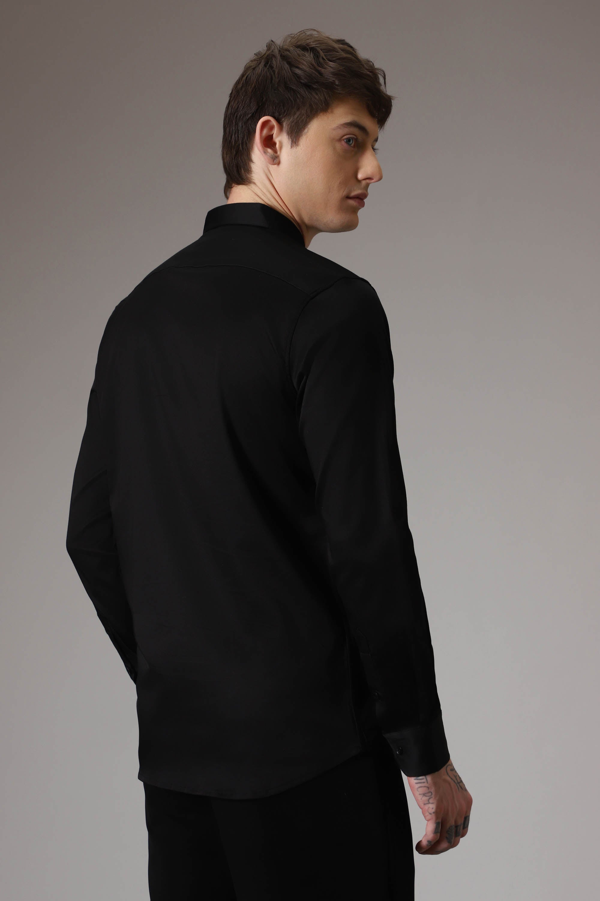 Lightening hand embroidered designer shirt - Black