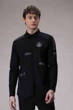 Karma hand embroidered designer shirt -Black