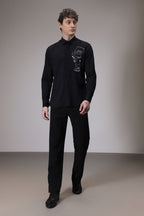 Freedom Simpson Hand Embroidered Designer Shirt - Black