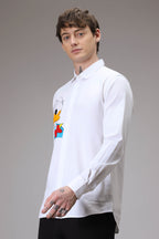 Donald Duck hand embroidered designer shirt - White