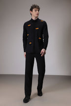 Hearts  hand embroidered designer shirt -Black
