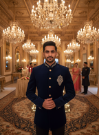 Luxury Velvet Hand Embroidered Bandhgala for Royal Wedding
