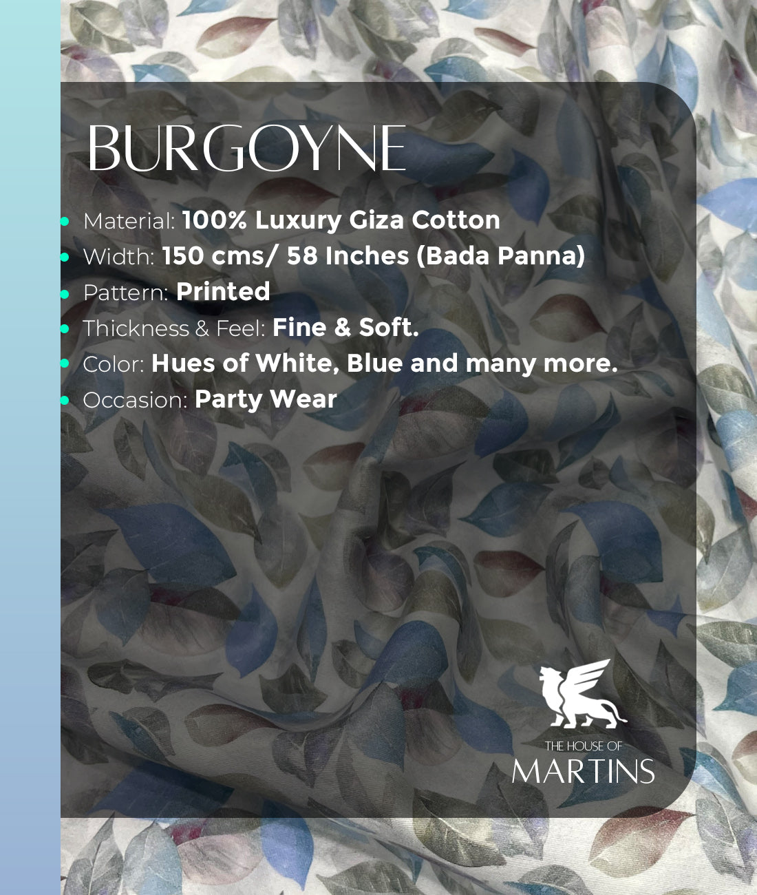 Burgoyne Floral Print Premium Giza Cotton Fabric for Men's Shirt