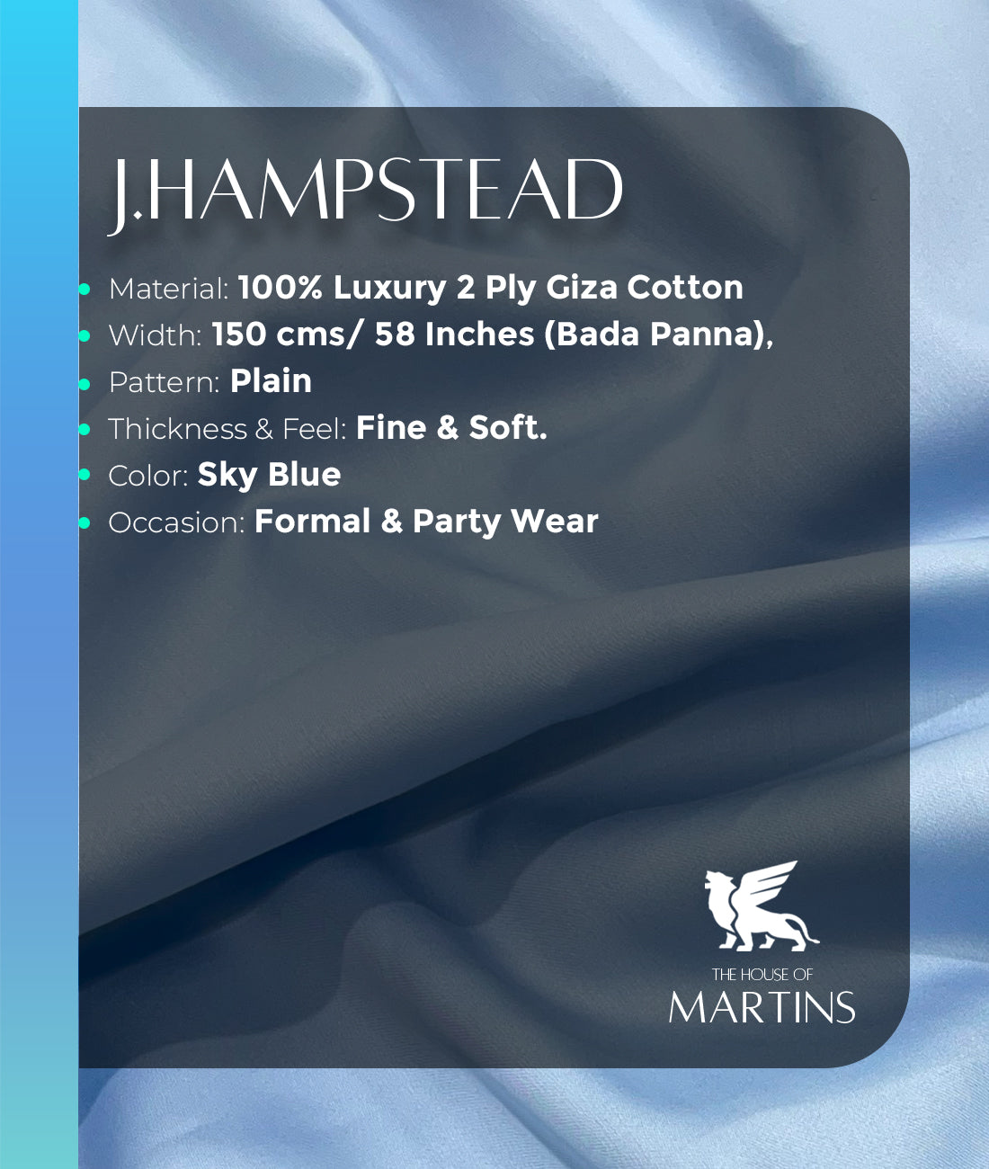 J.Hampstead Ultra Luxury Giza Cotton Formal Shirt Fabric