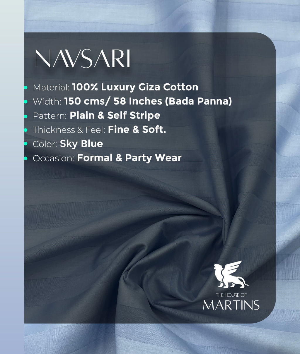 Self Stripe Luxury Giza Cotton Fabric for Men's Shirt