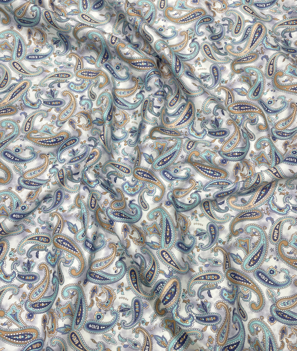 J.Hampstead Luxury Giza Cotton Paisley Printed Men's Unstitched Fabric