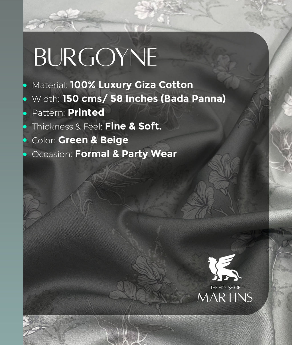 Burgoyne Leaves & Flowers Luxury Printed Shirt Fabric Giza Cotton