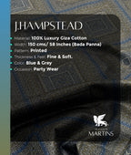 J.Hampstead Printed Luxury Giza Cotton 2 Ply Fabric for Shirt