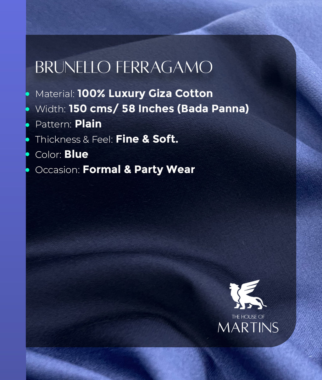 Luxury Formal Shirt Fabric Giza Cotton 80's