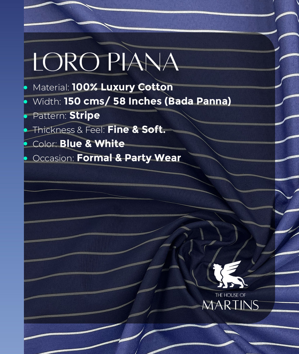 Loro Piana Stripe Old Money Premium Cotton Shirt Fabric
