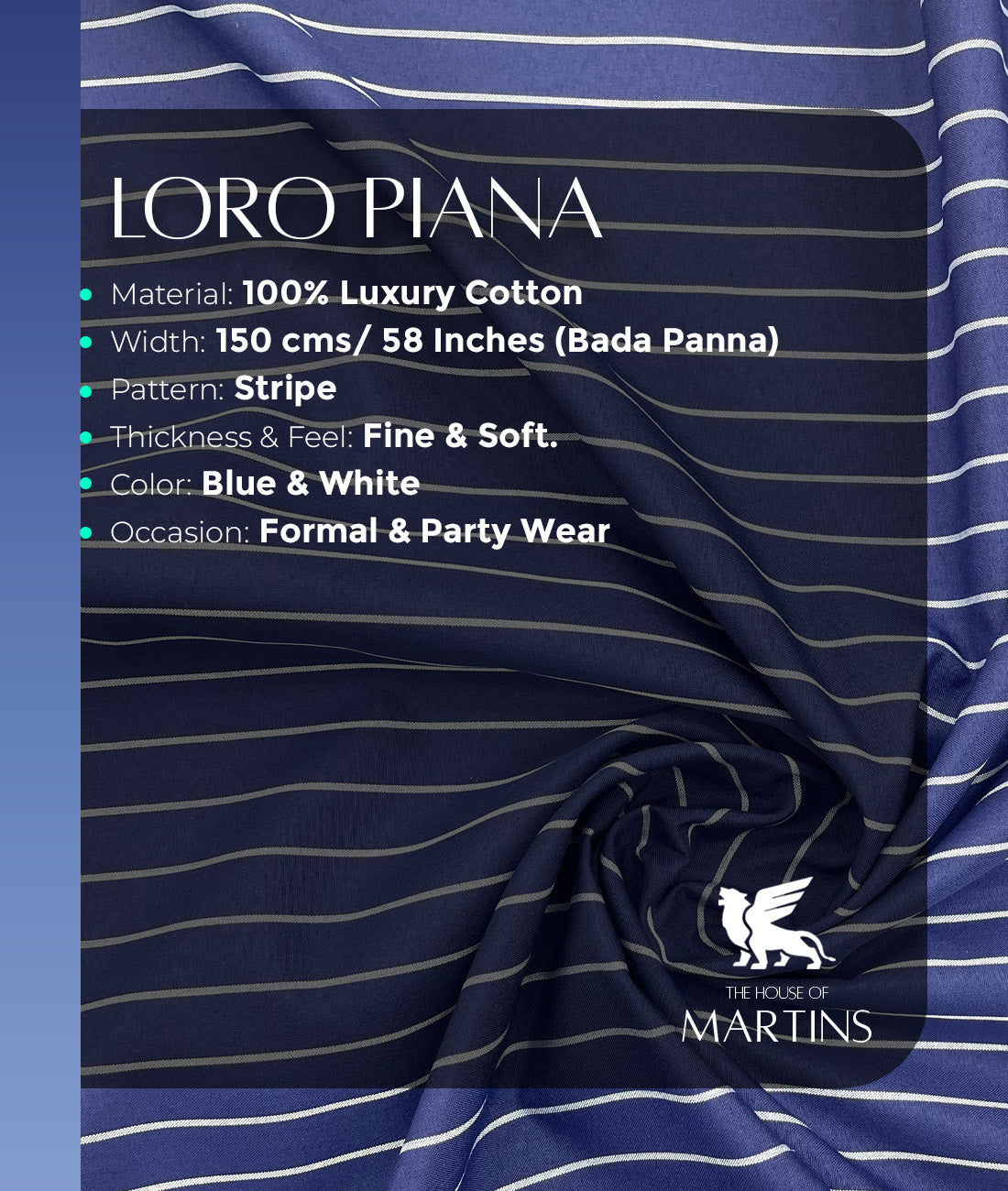 Loro Piana Stripe Old Money Premium Cotton Shirt Fabric