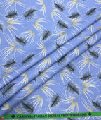 Sky Blue Printed Anti Wrinke Cotton Fabric for Men's Shirts & Kurta