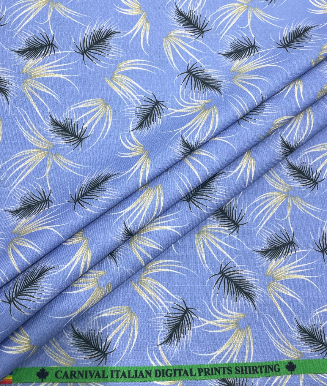 Sky Blue Printed Anti Wrinke Cotton Fabric for Men's Shirts & Kurta